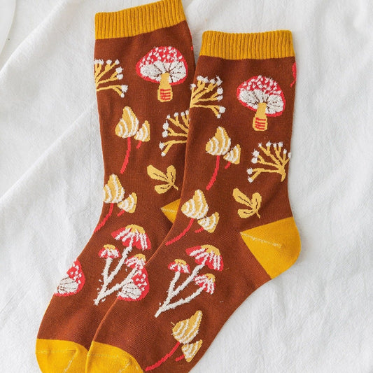Mushroom Pattern Crew Socks