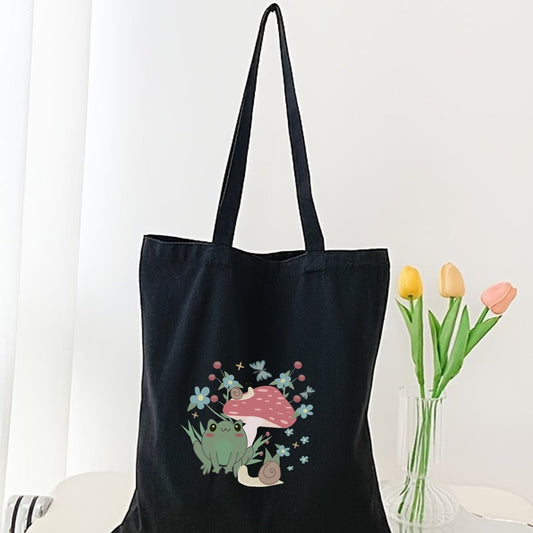 Frog Mushroom Pattern Shopper Bag