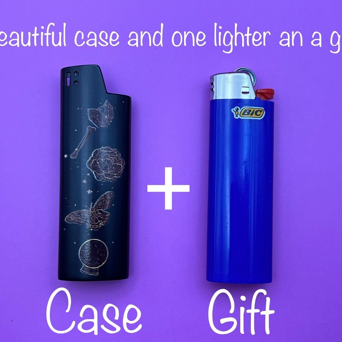 Lighter Case Moon & Butterfly, Lighter Death Moth Print, Metal Lighter Cover, Lighter Holder Flower, Print Lighter Sleeve, Lighter Gift