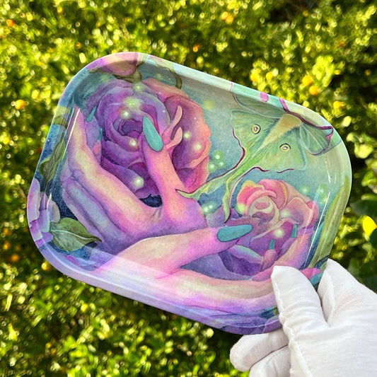 rolling tray roses hand